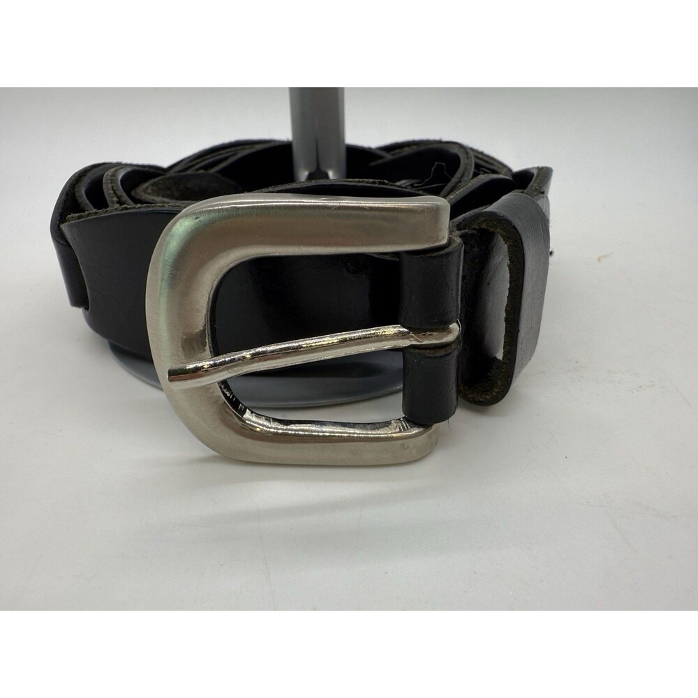 Vintage Women’s Black Genuine Leather  Interwoven Belt 15181H From India Size L